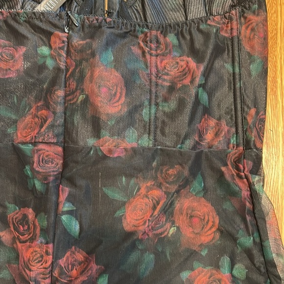 Current moon dark night Mesh Floral Lace Corset mini slip Dress medium new - Picture 6 of 6